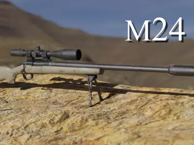 M24 Sniper Rifle PBR Low-poly 3D model