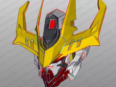 Babatos wolf king helmet EVA Pepakura Low-poly 3D model