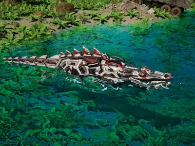 SciFi Crocodile Low-poly 3D model