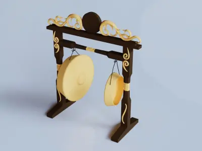 Gong or Goong traditional musical instrument 3D model