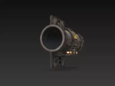 Industrial Sci-Fi Wall Mounted Pipeline Pipe - PBR Low Poly Low-poly 3D model