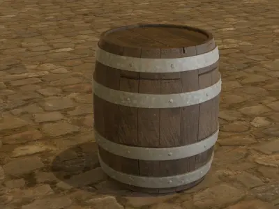 Wooden Barrel Realistic 3D Low-poly 3D model