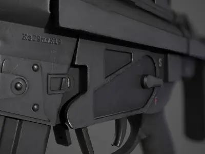 Realistic MP-5 model  Low-poly 3D model
