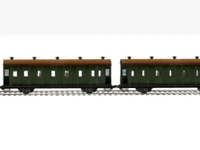 Military Passenger Train with Tank and Soldier Low-poly 3D model