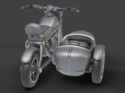 Cartoon Motorcycle With Sidecar 01 3D model