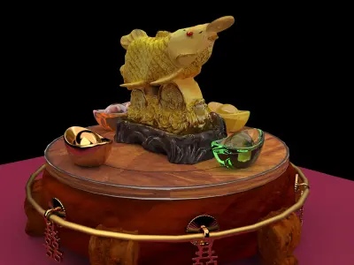 Chinese golden fish statue  3D model