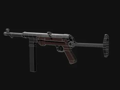 Low Poly MP-40 machine gun Low-poly 3D model
