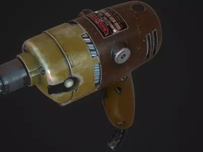 Black and Decker Drill PBR Low-poly 3D model Low-poly 3D model