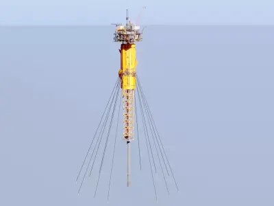 Aged SPAR Leg Oil Rig Low-poly 3D model