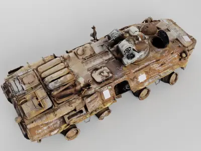 Destroyed BTR-80 wheeled amphibious armoured personnel carrier 3D model purchase