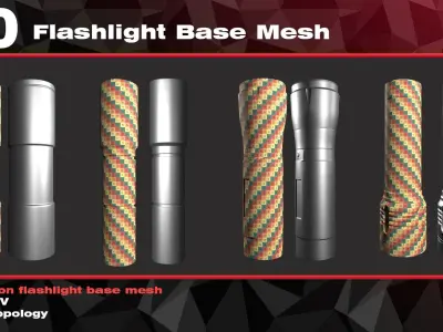20 flashlight base mesh  Low-poly 3D model