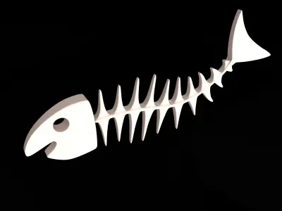 Fish Bone Cartoon Low-poly 3D model
