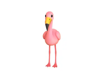 Cartoon Flamingo  Low-poly 3D model