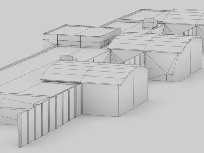 Factory Garage Low-poly 3D model