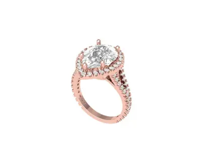 Pear Art Deco Ring 3D print model 2