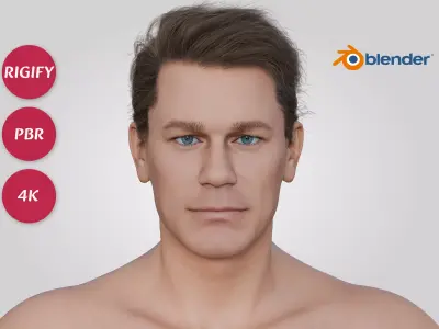 John Cena - American Celebrity Actor WWE - Side Part Hairstyle Low-poly 3D model