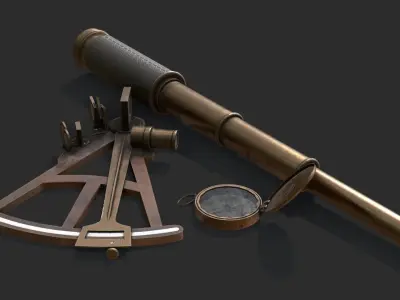 Old Nautical Tools Low-poly 3D model