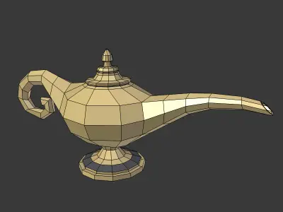 Cartoon Magic Lamp Low-poly 3D model