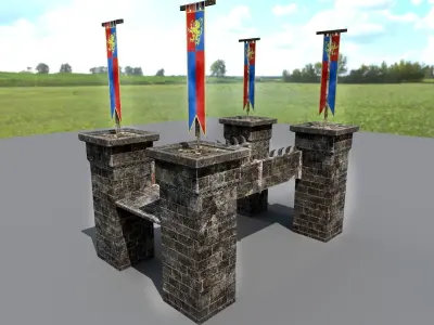 Medieval Stone Bridge - Modular Low-poly 3D model