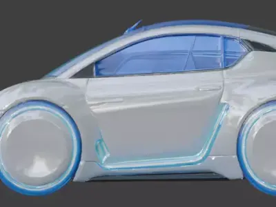 Futuristic Sci-Fi Compact Car 3D Model Low-poly 3D model