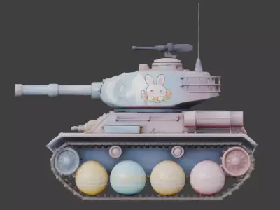 3D EASTER TANK WITH DECORATED EGG WHEELS Low-poly 3D model
