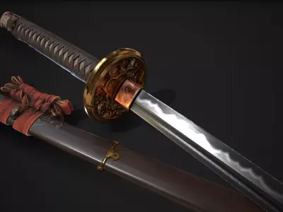 Weapon Katana Sword Blade Low-poly 3D model