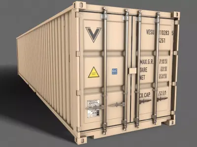PBR 40 ft Shipping Cargo Container - White Low-poly 3D model