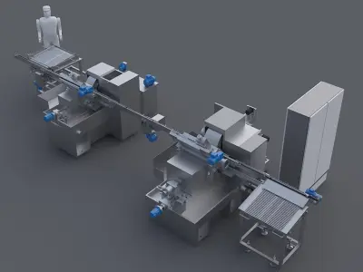 Fully automatic feeding system grinding production line 3D model
