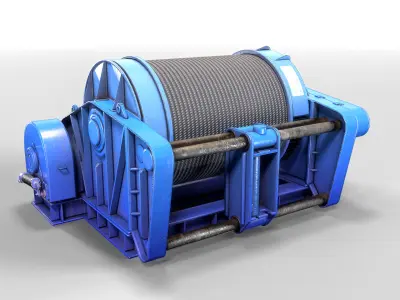 Industrial Marine Winch Low-poly 3D model