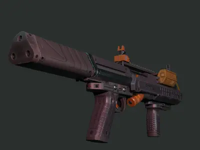 Cyberpunk Style Pump Shotgun Low-poly 3D model