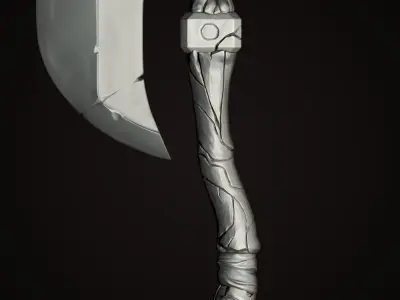 Stylized single-handed Dwarven Axe weapon 01 3D model