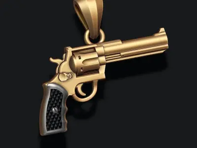 Gun Revolver pendant 3d 3D print model
