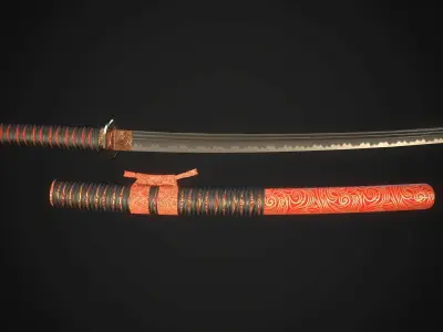 Wakizashi 03 Low-poly 3D model