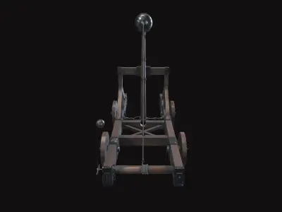 Medieval Catapult V01 New Low-poly 3D model