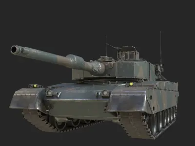 2 coatings of JSDF Type 90 Type-90 Main Battle Tank MBT Low-poly 3D model