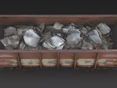 Realistic Full Rusted Gondola Train Car 3D Model Low-poly 3D model