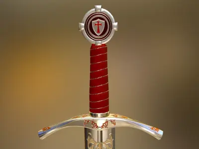 Medieval Sword of the Kings Templar Low-poly 3D model