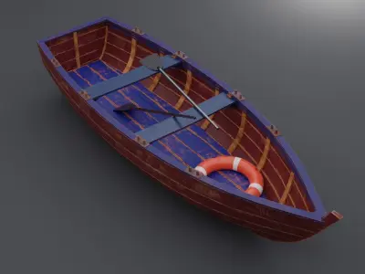 Wooden boat Free low-poly 3D model purchase