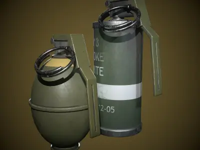 grenade three grenades Low-poly 3D model