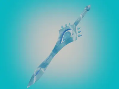 Stylized Water sword PBR low- poly game ready  Free low-poly 3D model