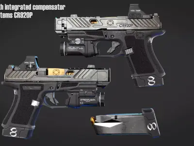 Handgun with integrated compensator Shadow Systems CR920P Low-poly 3D model