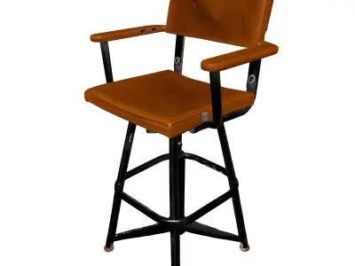 Vintage Industrial Adjustable Bar Stool Low-poly 3D model