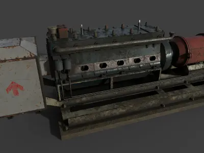 Diesel Generator Old II Low-poly 3D model