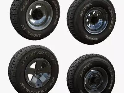 Highpoly offroad wheels 3D Model Pack