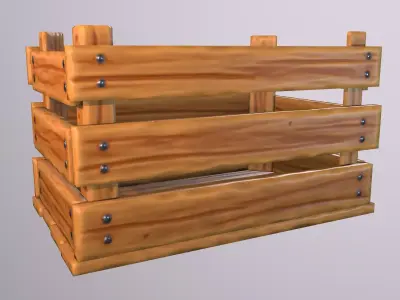 Stylized wood crate Free low-poly 3D model