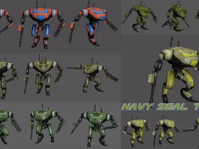Navy Seal Team Low-poly 3D model