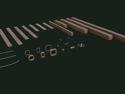 Modular Wood Construction Low-poly 3D model