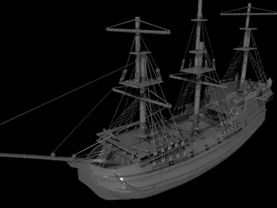 Ship model sailing Low-poly 3D model