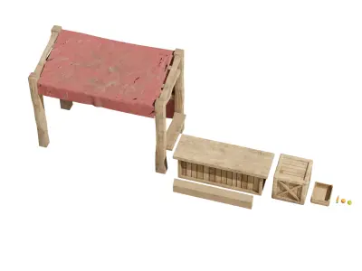 Medieval Market Stall Low-poly 3D model