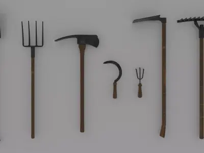 Farm tools pack Free low-poly 3D model